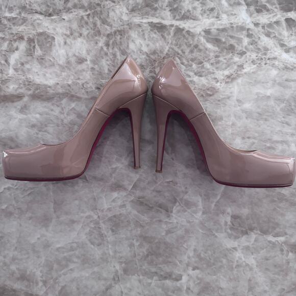 Authentic Christian Louboutin Nude Patent Leather Rolando 120 Heels size 36.5 - Picture 5 of 16